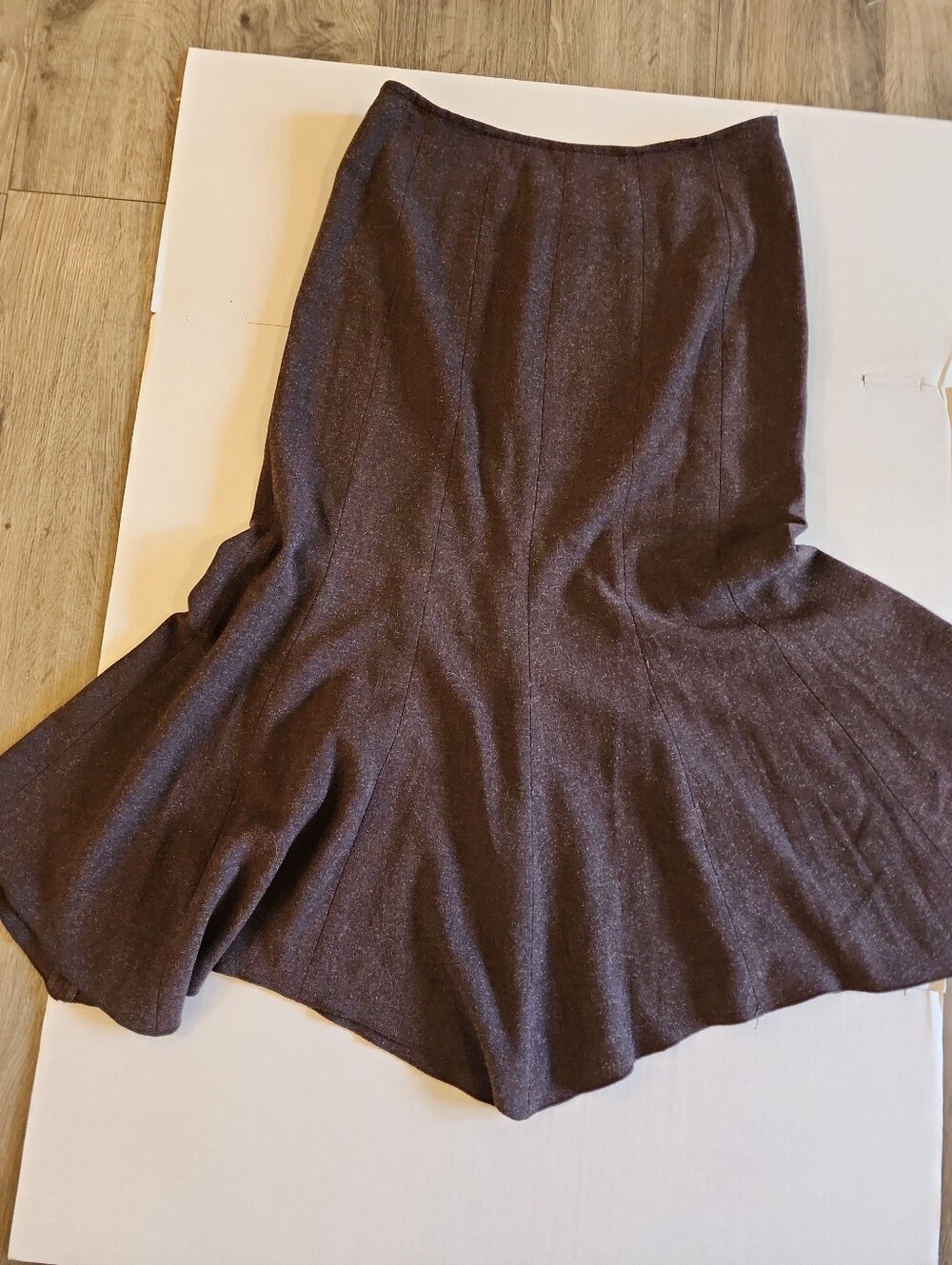 Joseph Ribkoff Tweed Chocolate Brown Skirt Tulip Fall Capsule Wardrobe Size 8